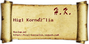 Higl Kornélia névjegykártya